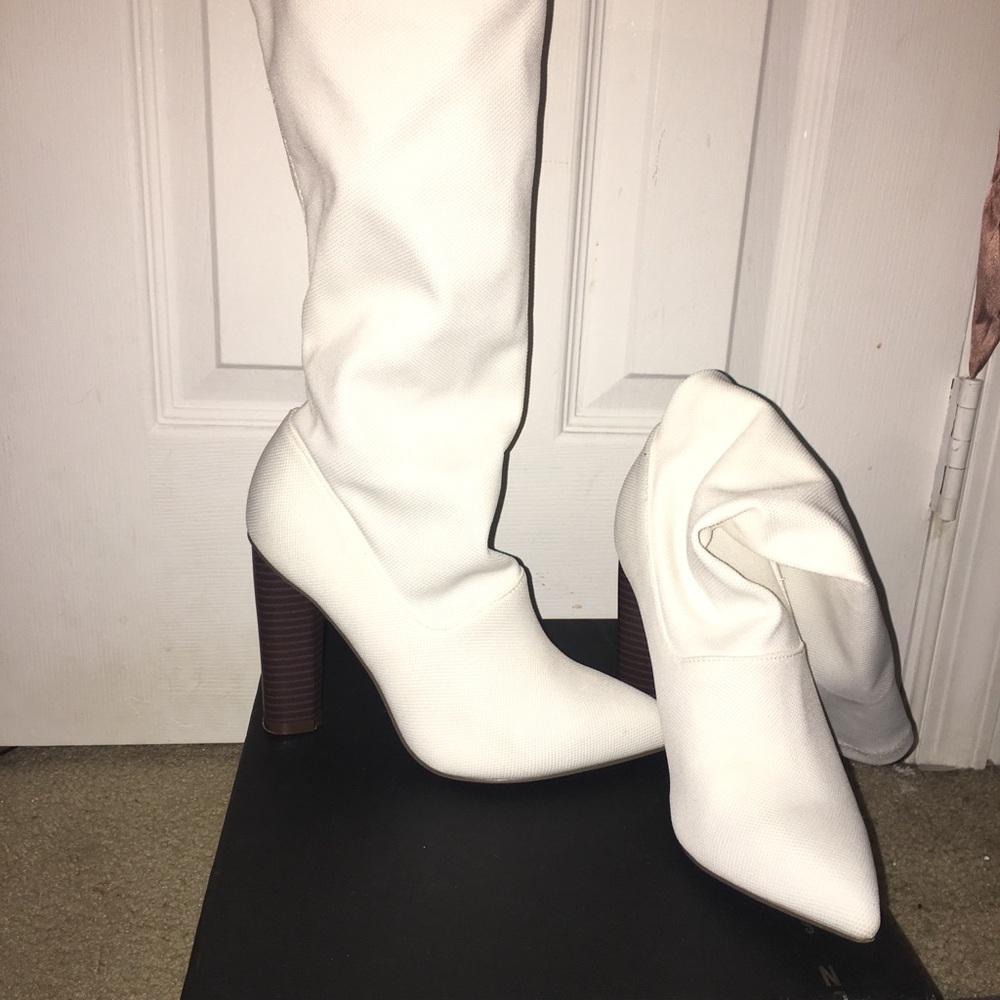 White Mid-Calf boot